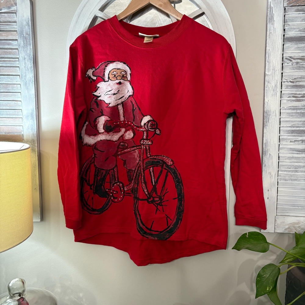 M&C Sportswear Vintage Festive Red Santa Biking Sweatshirt